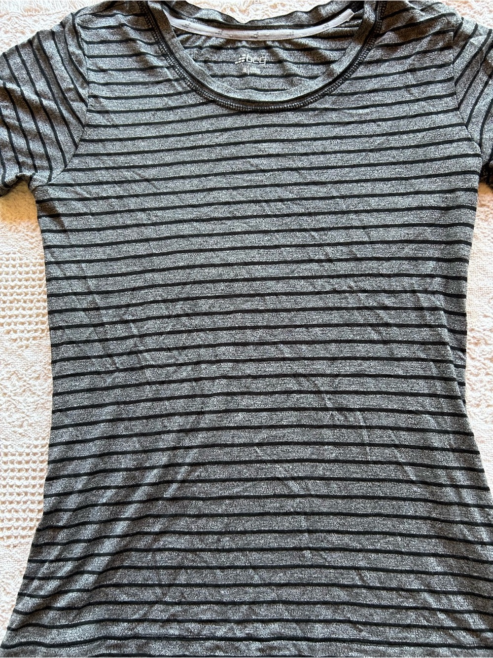 bcg Striped Scoop-Neck Short Sleeve Tee - Gray & Black - Picture 2 of 5